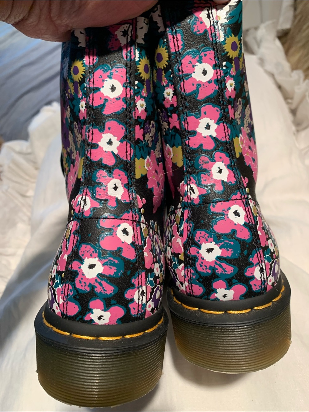 Dr. Martens Black Floral Lace-Up Boots size 10 US NWOT - Picture 9 of 11
